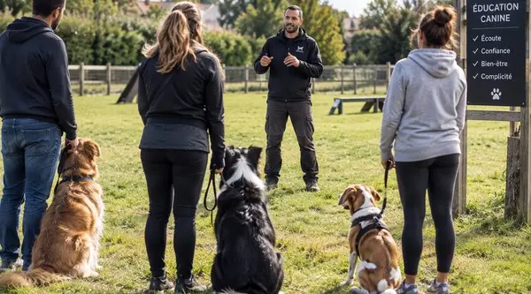 Prix éducateur canin : cours collectif avec plusieurs chiens