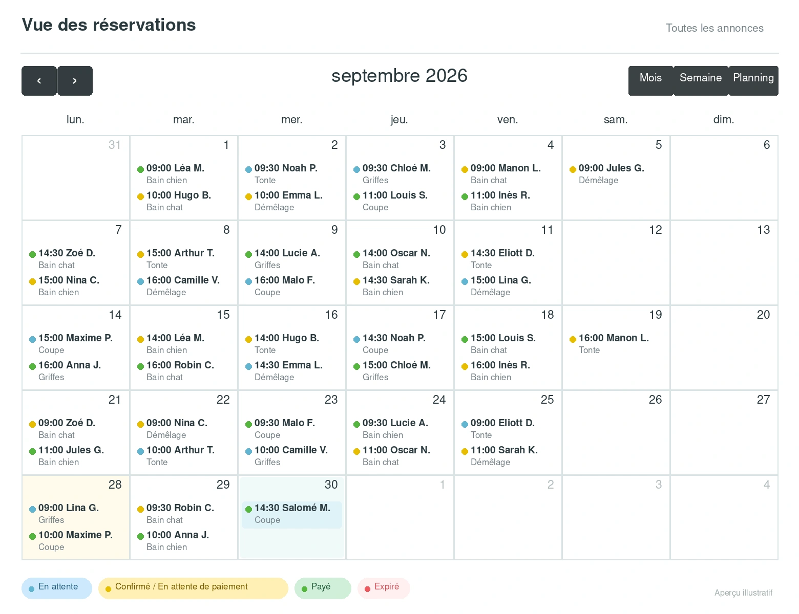 Bestuaire agenda septembre apres