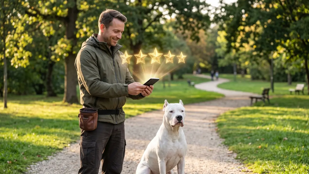 Professionnel animalier avec un chien, illustration du suivi de rendez-vous