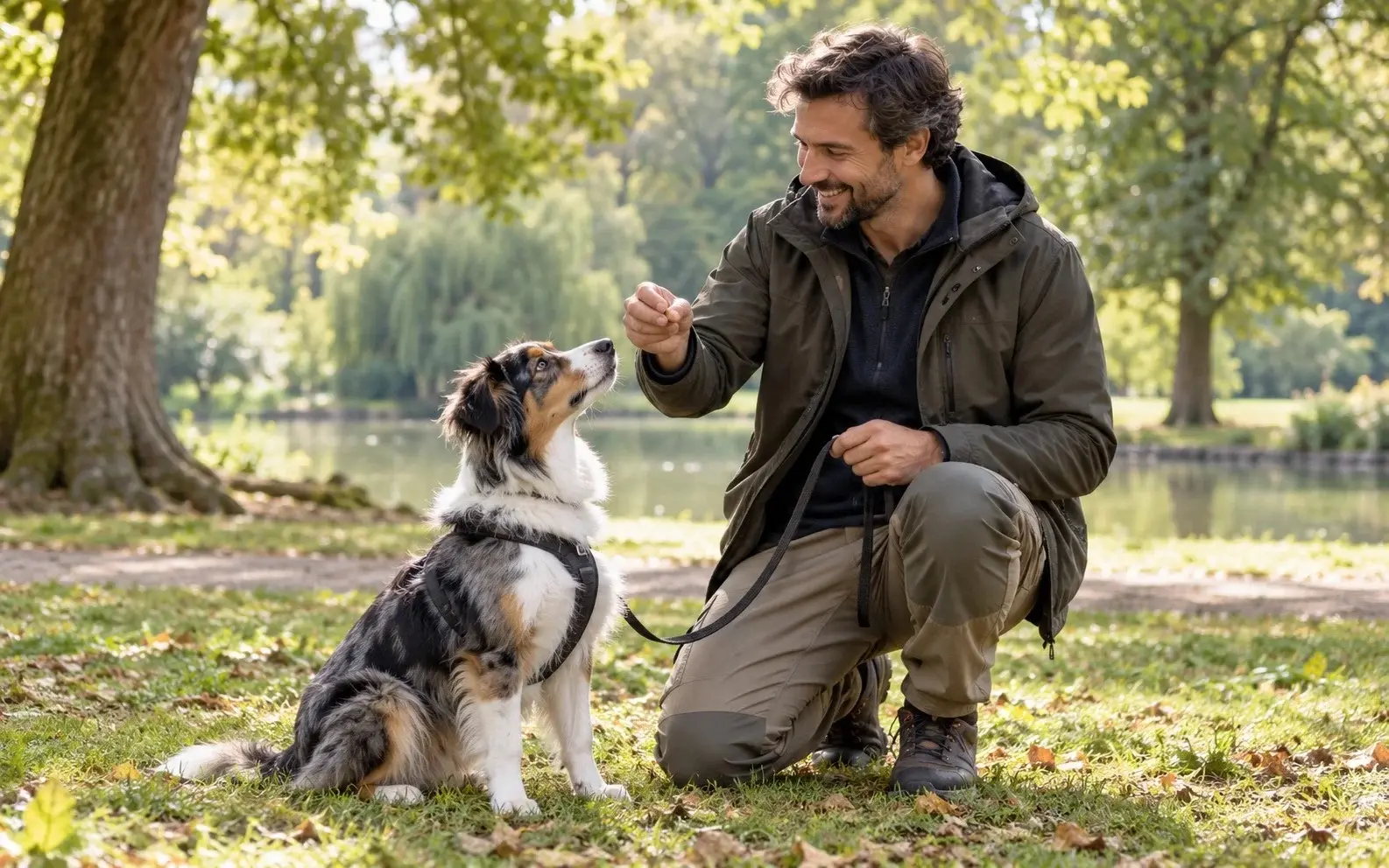 Éducateur canin en séance avec un chien
