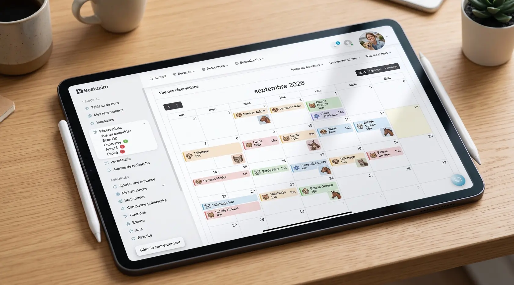 Gestion de l’agenda professionnel sur Bestuaire